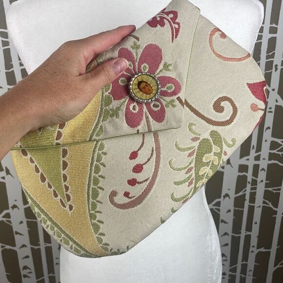 Custom Made Frida Kahlo Floral Tapestry Envelope Clutch - Picture 2 of 10